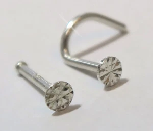 925 ECHT SILBER *** Nasenpiercing Nasenstecker diamantiert rund flach - Picture 1 of 7