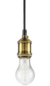Sunlite Hanging Pendant Fixture, Antique Brass Socket Finish, 42" braided cord - Picture 1 of 4