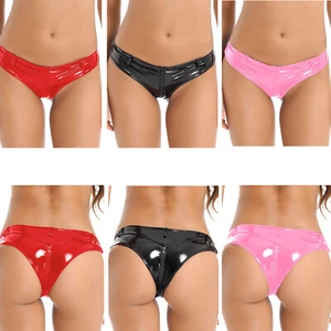 Womens Panties Club Underwear Wet Look Briefs Zipper Crotch Hot Pants Party - Picture 1 of 40