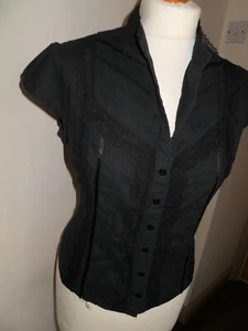 Bay - Black Cotton & Lace Blouse - Size 14 Spring / Summer - Picture 1 of 6