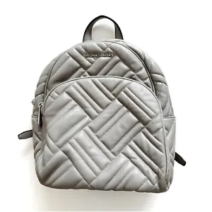 Michael Kors Abbey Quilted Leather Backpack Gray - Picture 1 of 10