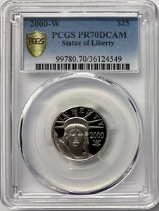 2000-W 25 $ Viertelunze Platin American Eagle PCGS PR-70 DCAM - Bild 1 von 4