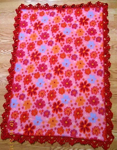 baby blanket afghan HANDMADE FLEECE CROCHET EDGE PINK FLORAL SHOWER GIFT LOVEY - Imagen 1 de 1
