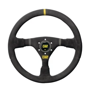 OMP WRC Dished Steering Wheel 350mm Black Suede Black Spokes Rally Yellow - Picture 1 of 1