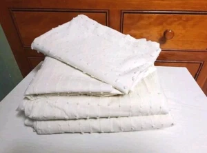 Pier 1 Cotton Off White 2 Panels 2 Valences Boho Curtains Lot Of 4 - Picture 1 of 8