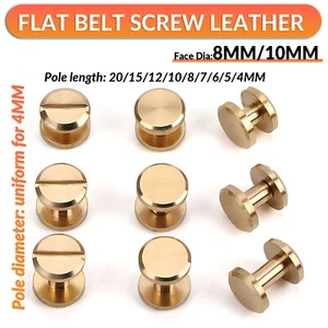 Flat Belt Screw Leather Craft Chicago Nail Brass Solid Rivets Stud Head 4mm-20mm - Picture 1 of 26