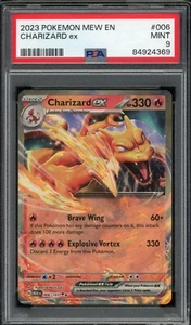 Tarjeta 2023 PSA 9 Pokemon EN 151 Charizard ex 006/165 ultra rara como nueva - Imagen 1 de 2