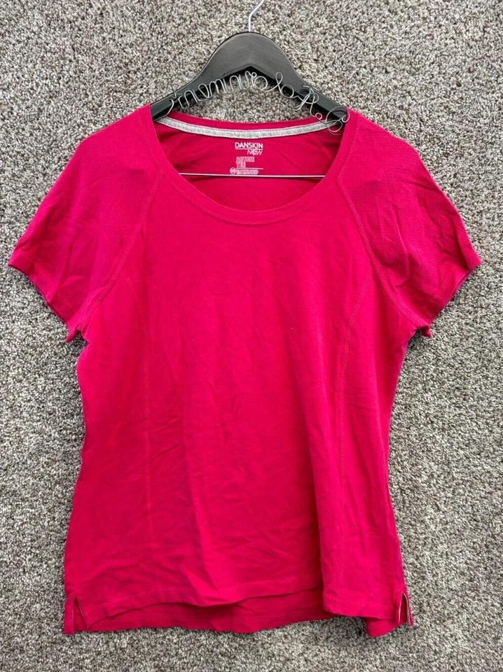 Camiseta Danskin Now Rosa Cuello Redondo Aberturas Laterales Manga Corta Camiseta Para Mujer Talla XL Foto 1 de 4