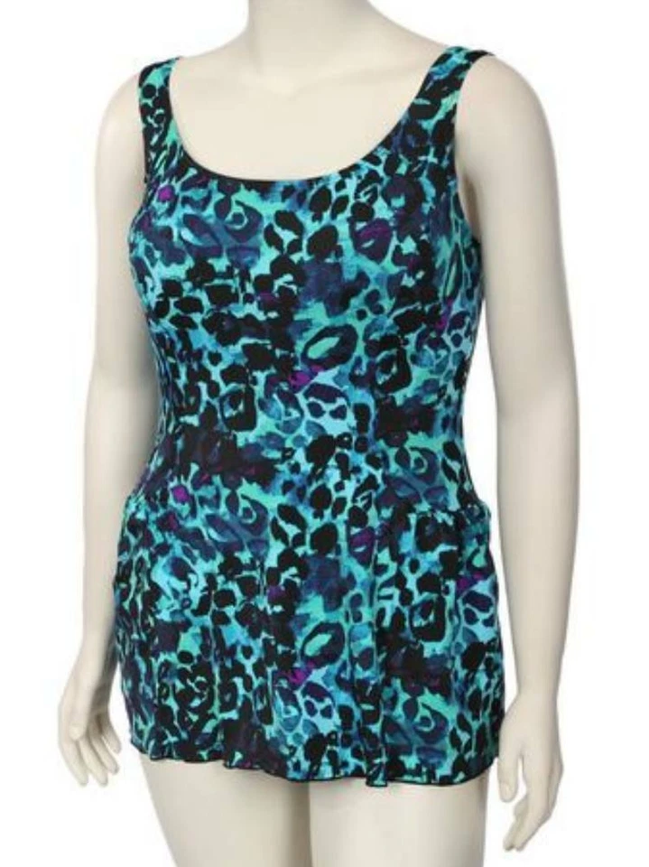 Traje de baño Beach Native para mujer azul verde estampado de leopardo traje de baño vestido de baño Foto 1 de 1
