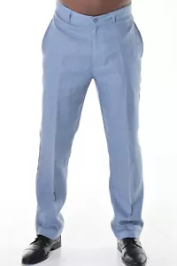 Mens Bohio 100% Linen - Gray Flat-Front Casual Dress Pants ( 32 ~44 ) - MLP50 - Picture 1 of 6