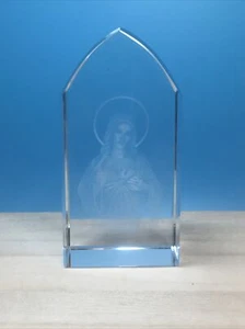 3D Laser Etched Crystal Glass Paperweight Jesus Christ Hologram Cube - Picture 1 of 6