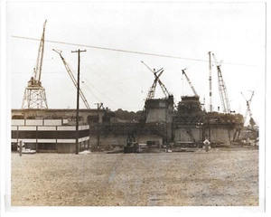 Vtg 8x10 Photo Construction Site Building Cranes Industrial Old Car Abstract - Picture 1 of 2
