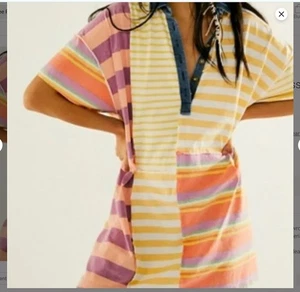 Free People Charlie Tee Dress Patchwork Denim Collar Sz XS Boho Y2K Indie - Picture 1 of 10