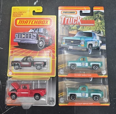 2021 Matchbox 1975 Chevy Stepside 2019 1963 C10 Pickup Truck Squarebody LOT OF 4 - Image 1 of 4