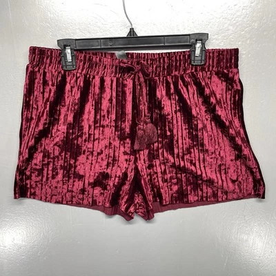 Pantalones Cortos Hot Kiss Terciopelo Rojo con Cordón - Para Mujer Talla XL Salón Foto 1 de 4