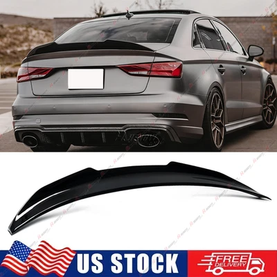 Alerón trasero estilo PSM para Audi A3 S3 RS3 2014-2020 sedán negro brillante Foto 1 de 4