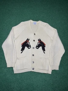 40s 50s Caldwell Horse Sweater true vintage rare Americana Wool iconic trendy - Picture 1 of 10