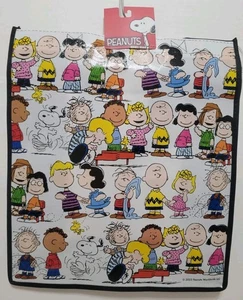 Borsa tote riutilizzabile Peanuts Snoopy Charlie Brown Lucy Linus Sally Marcie NUOVA - Foto 1 di 11