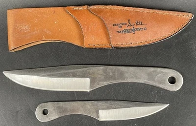 Gil Hibben Designed Throwing Knives UC454/455 Stainless Steel w/ Leather Sheath - Image 1 of 4