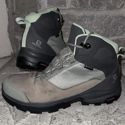 Salomon OUTward GTX Gore-Tex Botas Impermeables de Cuero Verde Menta Zapatos 7.5 Mujeres Foto 1 de 4