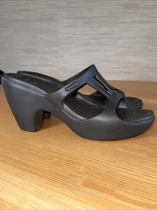 Crocs schwarz Cyprus IV Damengröße 10 Absatz Plateau Sandalen Slipper Riemchen - Bild 1 von 10