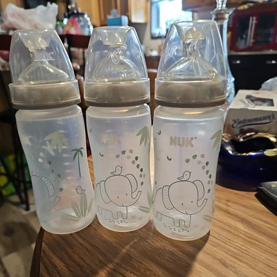 NUK Smooth Flow Anti Colic Baby Bottle, 10 oz, Elephant, 3 bottles  - Image 1 of 4