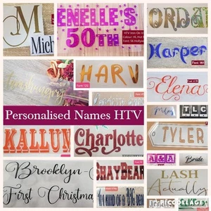 DIY Custom Personalised Iron On Name Vinyl Decal Text HTV Heat Transfer 100fonts - Picture 1 of 20