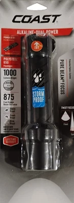 Щелочной фонарик Coast двойной мощности 1000 лм полистиль 650 фокус 875 футов - Изображение 1 из 4