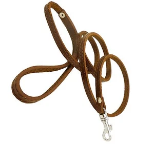 Genuine Leather Dog Leash 3/8" wide Poodle, Yorkshire Terrier, Puppies - Picture 1 of 7