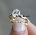 14K Yellow Gold Plated 1CT  Round Moissanite Wedding Engagement Bridal Ring Set