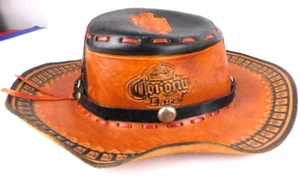 RARE VTG EUC Corona Extra Leather Hand-Tooled Western Hat Embossed Logo Brewery - Picture 1 of 15