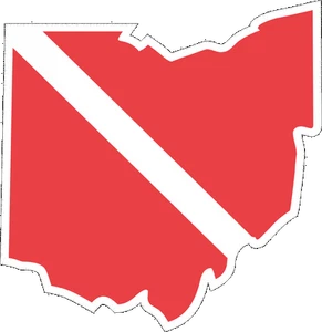 Ohio Dive Flag Decal / Sticker 200-48 - Picture 1 of 1