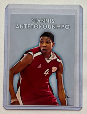 Tarjeta coleccionable Giannis Antetokounmpo limitada firmada por artista "Filathlitikos" 1/10 Foto 1 de 2