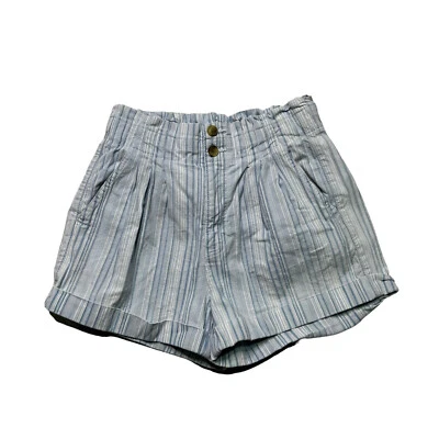 Pantalones cortos de tiro alto American Eagle para mujer talla 6 elásticos a rayas blancas Foto 1 de 4