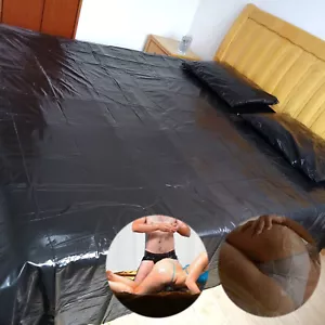 Black Wetlook PVC Style Bed Sheet - Washable Waterproof 220*130cm UK - Picture 1 of 11
