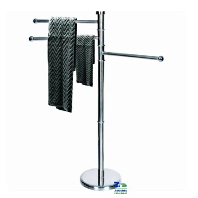 GENERAL TRADE PORTASCIUGAMANI CON PIANTANA IN ACCIAIO SATINATO 3 BRACCI ROTANTI REGOLABILI