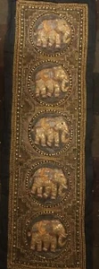 INDIAN KALAGA Embroidered Elephant TAPESTRY Sequins Beaded 18"x55" BEAUTIFUL 3-D - Picture 1 of 6