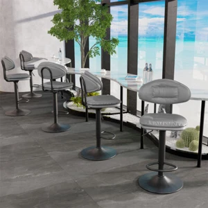 4pcs Heavy Duty Pub Counter Height Bar Stools Adjustable Swivel Chair w Backrest - Picture 1 of 12