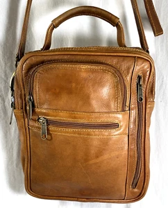 Made In Columbia braune Ledertasche Unisex praktischer Schultergurt oberer Griff - Bild 1 von 18