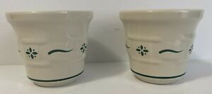 Set 2 Longaberger Woven Traditions Heritage Green Pottery Candle Holders Votives