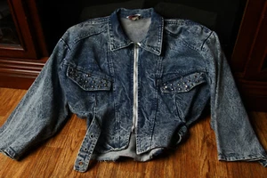 Vintage Denim Jacket Studded Jean Made in USA Womens Small Slick Look of LA - Picture 1 of 6