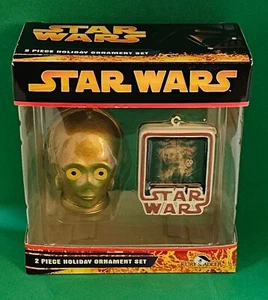 Juego de 2 adornos de árbol de Navidad de vacaciones Star Wars C3PO y foto de amenaza fantasma - Imagen 1 de 6