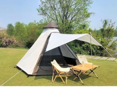 12'x 10' x8'Large Space Tower Bell Tipi Tent for Family 3-4 Person Camping Tents - Image 1 of 4