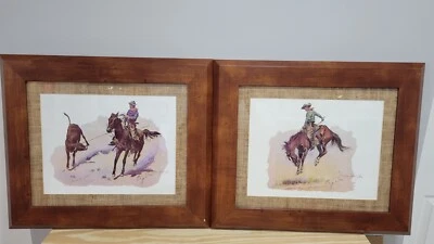 Pintura Original Frederic Remington A Running Bucker - 2 Piezas (A) Foto 1 de 4