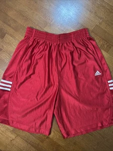 Adidas Basketball Shorts Men’s Size Medium Red Shiny Dazzle Silky Shimmer - Picture 1 of 14