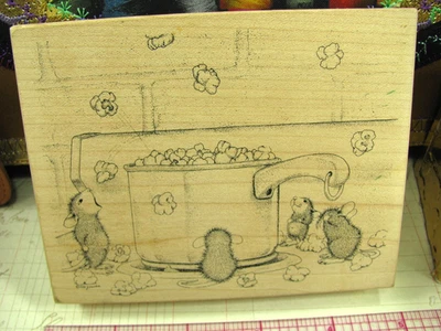 Poppin' Good Time! Mice & Popcorn House Mouse Stamp, Never Used, Make Offer! - Image 1 of 4