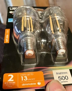 2-Pack FEIT Electric 60w B10 Candelabra Dimmable LED Light Bulb, Soft White - Picture 1 of 6