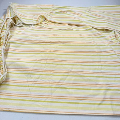 Sábana bajera vintage Springmaid king naranja rayas amarillas y2k años 90 80 Foto 1 de 4