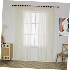 Semi Sheer Curtains for Bedroom 96 Inches Extra Length Privacy Sheer Drapes - Picture 1 of 8