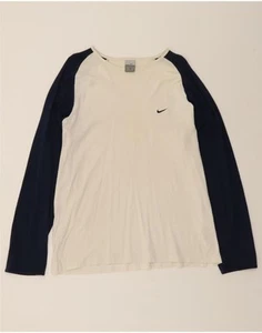 NIKE Hombre Top Manga Larga Reino Unido 45/47 XL Blanco Color Block Algodón DE77 - Imagen 1 de 4